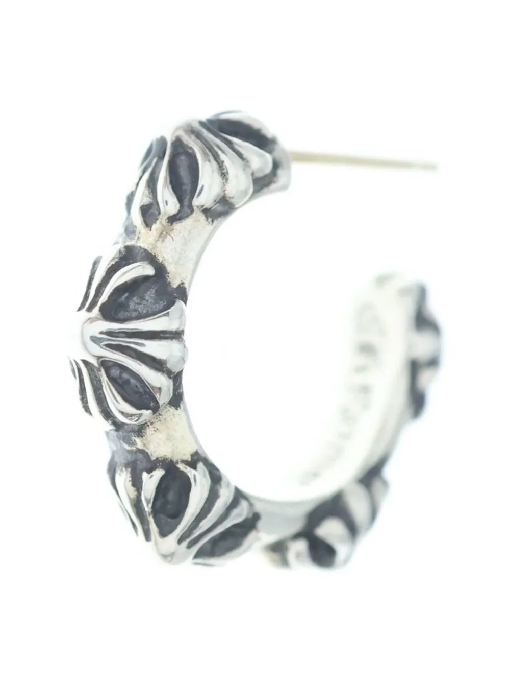 Chrome Hearts Hoop Cross Band Earrings Silver